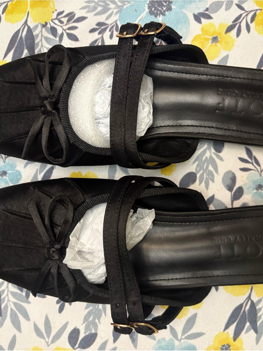 MOTF Black Square-Toe Slip-On Mules with Double Buckles